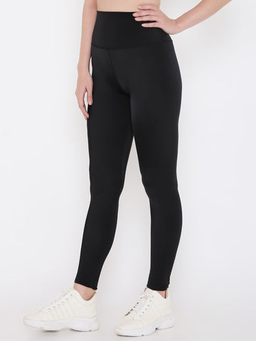 Berrys Intimatess Black Colour Ankle Length Solid Sports Leggings