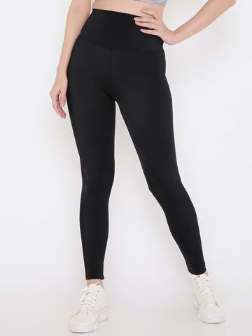 Berrys Intimatess Black Colour Ankle Length Solid Sports Leggings