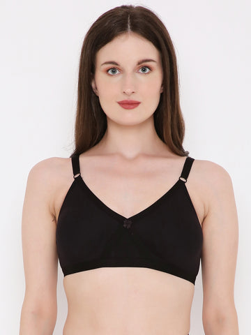 Berry's Intimatess Black Criss Cross Comfort T-Shirt Bra - Seamless, Non-Padded, Non-Wired.