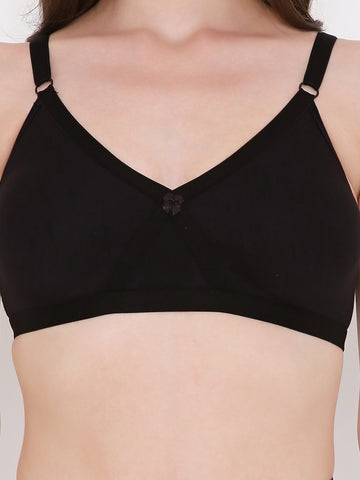 Berry's Intimatess Black Criss Cross Comfort T-Shirt Bra - Seamless, Non-Padded, Non-Wired.