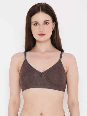 Berry's Intimatess Brown Melange Criss Cross Comfort T-Shirt Bra - Seamless, Non-Padded, Non-Wired.