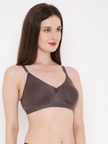 Berry's Intimatess Brown Melange Criss Cross Comfort T-Shirt Bra - Seamless, Non-Padded, Non-Wired.