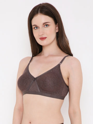 Berry's Intimatess Brown Melange Criss Cross Comfort T-Shirt Bra - Seamless, Non-Padded, Non-Wired.