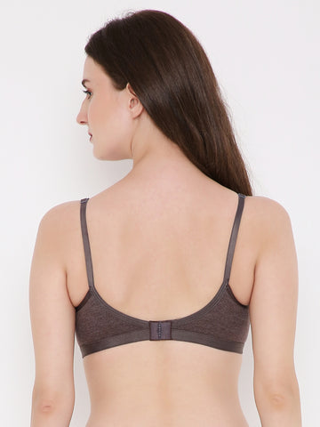 Berry's Intimatess Brown Melange Criss Cross Comfort T-Shirt Bra - Seamless, Non-Padded, Non-Wired.