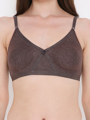 Berry's Intimatess Brown Melange Criss Cross Comfort T-Shirt Bra - Seamless, Non-Padded, Non-Wired.