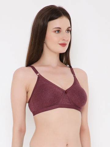 Berry's Intimatess Burgundy Melange Criss Cross Comfort T-Shirt Bra - Seamless, Non-Padded, Non-Wired.
