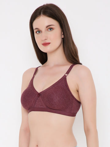 Berry's Intimatess Burgundy Melange Criss Cross Comfort T-Shirt Bra - Seamless, Non-Padded, Non-Wired.