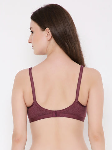 Berry's Intimatess Burgundy Melange Criss Cross Comfort T-Shirt Bra - Seamless, Non-Padded, Non-Wired.