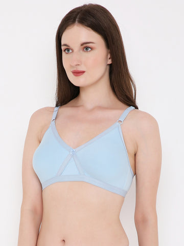 Berry's Intimatess Sky Blue Criss Cross Comfort T-Shirt Bra - Seamless, Non-Padded, Non-Wired.