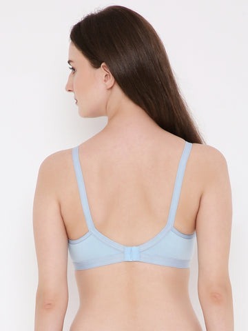 Berry's Intimatess Sky Blue Criss Cross Comfort T-Shirt Bra - Seamless, Non-Padded, Non-Wired.