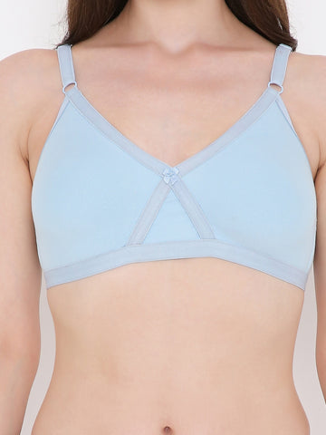 Berry's Intimatess Sky Blue Criss Cross Comfort T-Shirt Bra - Seamless, Non-Padded, Non-Wired.