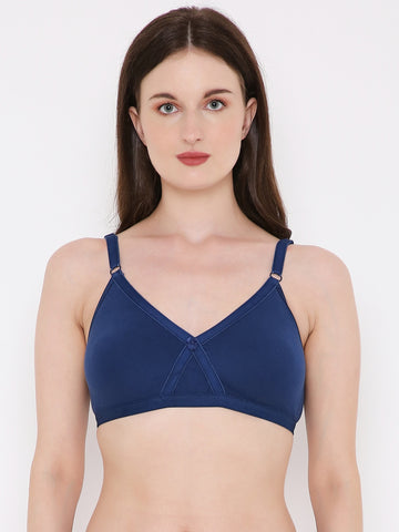 Berry's Intimatess Navy Blue Criss Cross Comfort T-Shirt Bra - Seamless, Non-Padded, Non-Wired.