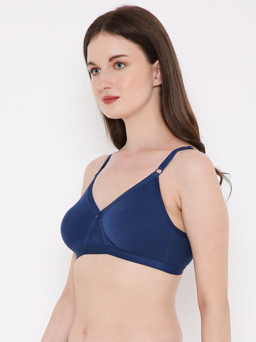 Berry's Intimatess Navy Blue Criss Cross Comfort T-Shirt Bra - Seamless, Non-Padded, Non-Wired.