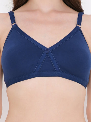 Berry's Intimatess Navy Blue Criss Cross Comfort T-Shirt Bra - Seamless, Non-Padded, Non-Wired.