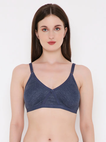 Berry's Intimatess Navy Blue Melange Criss Cross Comfort T-Shirt Bra - Seamless, Non-Padded, Non-Wired.