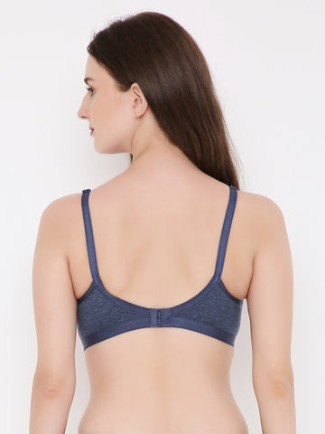 Berry's Intimatess Navy Blue Melange Criss Cross Comfort T-Shirt Bra - Seamless, Non-Padded, Non-Wired.