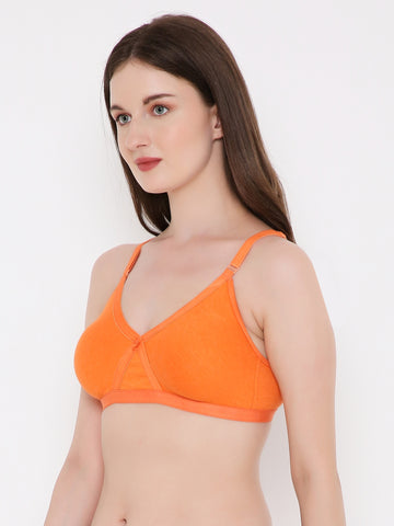 Berry's Intimatess Orange Criss Cross Comfort T-Shirt Bra - Seamless, Non-Padded, Non-Wired.