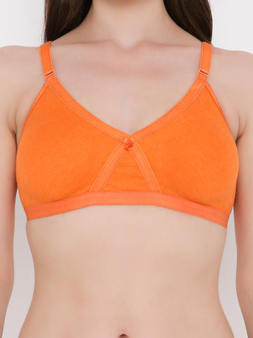 Berry's Intimatess Orange Criss Cross Comfort T-Shirt Bra - Seamless, Non-Padded, Non-Wired.