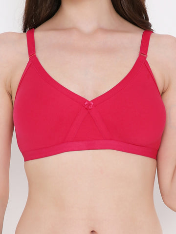 Berry's Intimatess Rasberry Red Criss Cross Comfort T-Shirt Bra - Seamless, Non-Padded, Non-Wired.