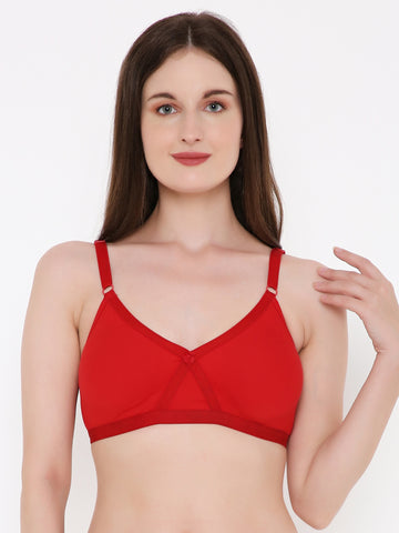 Berry's Intimatess Red Criss Cross Comfort T-Shirt Bra - Seamless, Non-Padded, Non-Wired.