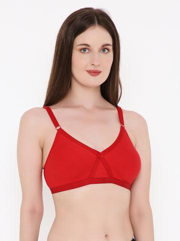 Berry's Intimatess Red Criss Cross Comfort T-Shirt Bra - Seamless, Non-Padded, Non-Wired.