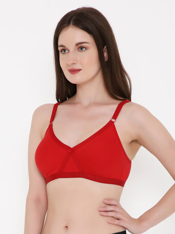 Berry's Intimatess Red Criss Cross Comfort T-Shirt Bra - Seamless, Non-Padded, Non-Wired.