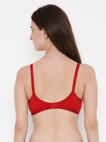 Berry's Intimatess Red Criss Cross Comfort T-Shirt Bra - Seamless, Non-Padded, Non-Wired.