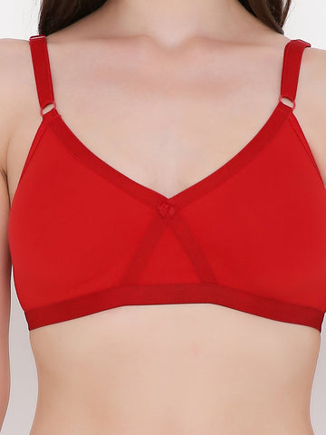 Berry's Intimatess Red Criss Cross Comfort T-Shirt Bra - Seamless, Non-Padded, Non-Wired.
