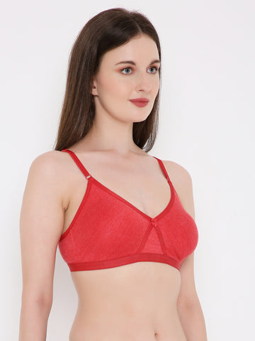 Berry's Intimatess Red Melange Criss Cross Comfort T-Shirt Bra - Seamless, Non-Padded, Non-Wired.