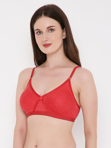Berry's Intimatess Red Melange Criss Cross Comfort T-Shirt Bra - Seamless, Non-Padded, Non-Wired.