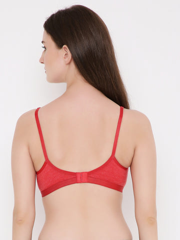 Berry's Intimatess Red Melange Criss Cross Comfort T-Shirt Bra - Seamless, Non-Padded, Non-Wired.
