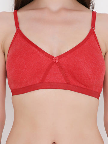 Berry's Intimatess Red Melange Criss Cross Comfort T-Shirt Bra - Seamless, Non-Padded, Non-Wired.