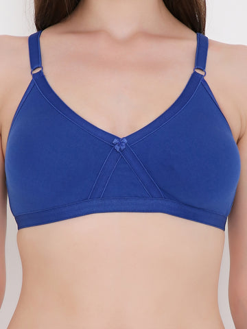 Berry's Intimatess Royal Blue Criss Cross Comfort T-Shirt Bra - Seamless, Non-Padded, Non-Wired.