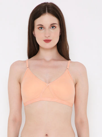 Berry's Intimatess Salmon Peach Criss Cross Comfort T-Shirt Bra - Seamless, Non-Padded, Non-Wired.