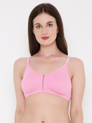 Berry's Intimatess Baby Pink Center Net Seamless Comfort T-Shirt Bra - Non-Padded, Non-Wired