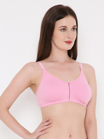 Berry's Intimatess Baby Pink Center Net Seamless Comfort T-Shirt Bra - Non-Padded, Non-Wired