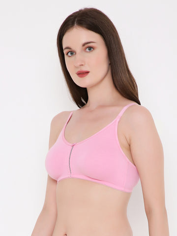 Berry's Intimatess Baby Pink Center Net Seamless Comfort T-Shirt Bra - Non-Padded, Non-Wired
