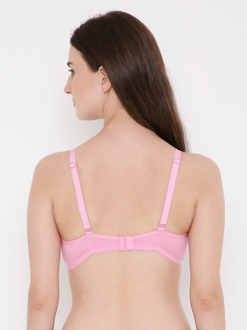 Berry's Intimatess Baby Pink Center Net Seamless Comfort T-Shirt Bra - Non-Padded, Non-Wired