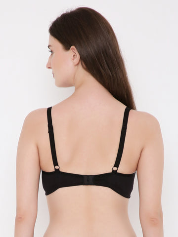 Berry's Intimatess Black Center Net Seamless Comfort T-Shirt Bra - Non-Padded, Non-Wired