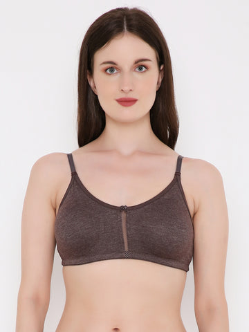 Berry's Intimatess Brown Melange Center Net Seamless Comfort T-Shirt Bra - Non-Padded, Non-Wired