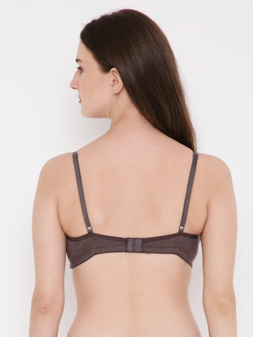Berry's Intimatess Brown Melange Center Net Seamless Comfort T-Shirt Bra - Non-Padded, Non-Wired