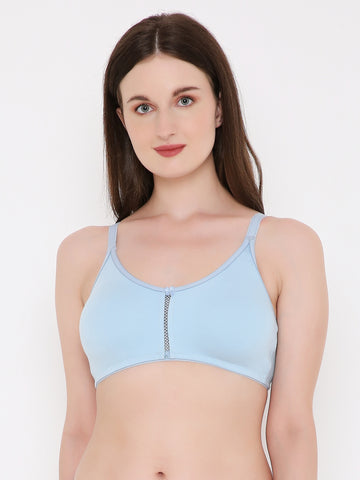 Berry's Intimatess Sky Blue Center Net Seamless Comfort T-Shirt Bra - Non-Padded, Non-Wired