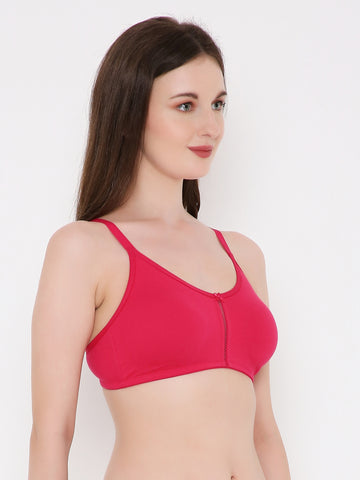 Berry's Intimatess Rasberry Red Center Net Seamless Comfort T-Shirt Bra - Non-Padded, Non-Wired