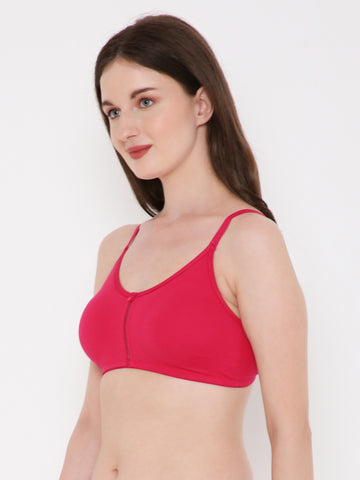 Berry's Intimatess Rasberry Red Center Net Seamless Comfort T-Shirt Bra - Non-Padded, Non-Wired
