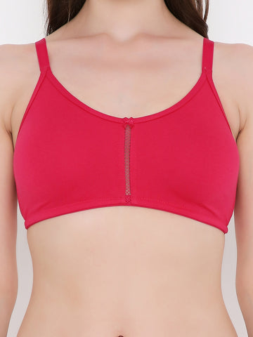 Berry's Intimatess Rasberry Red Center Net Seamless Comfort T-Shirt Bra - Non-Padded, Non-Wired