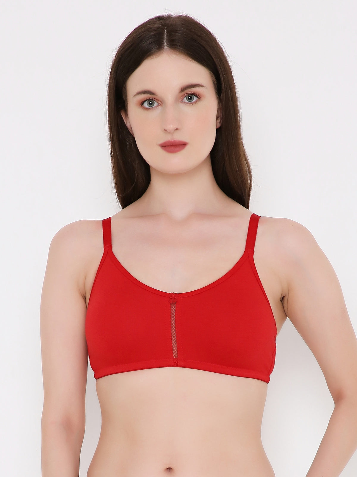 Berry's Intimatess Red Center Net Seamless Comfort T-Shirt Bra - Non-Padded, Non-Wired