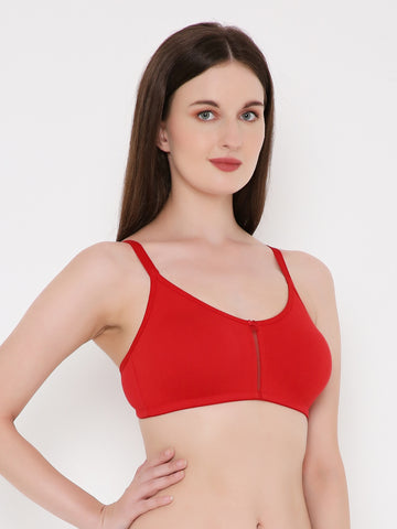 Berry's Intimatess Red Center Net Seamless Comfort T-Shirt Bra - Non-Padded, Non-Wired
