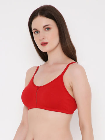 Berry's Intimatess Red Center Net Seamless Comfort T-Shirt Bra - Non-Padded, Non-Wired