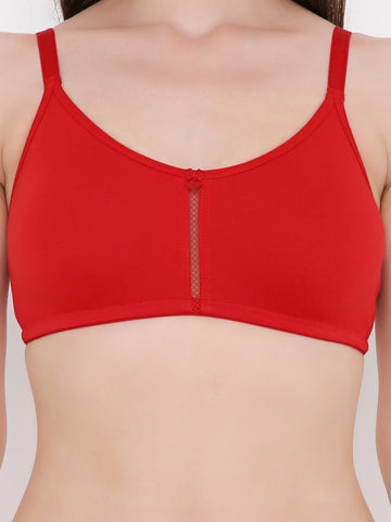 Berry's Intimatess Red Center Net Seamless Comfort T-Shirt Bra - Non-Padded, Non-Wired