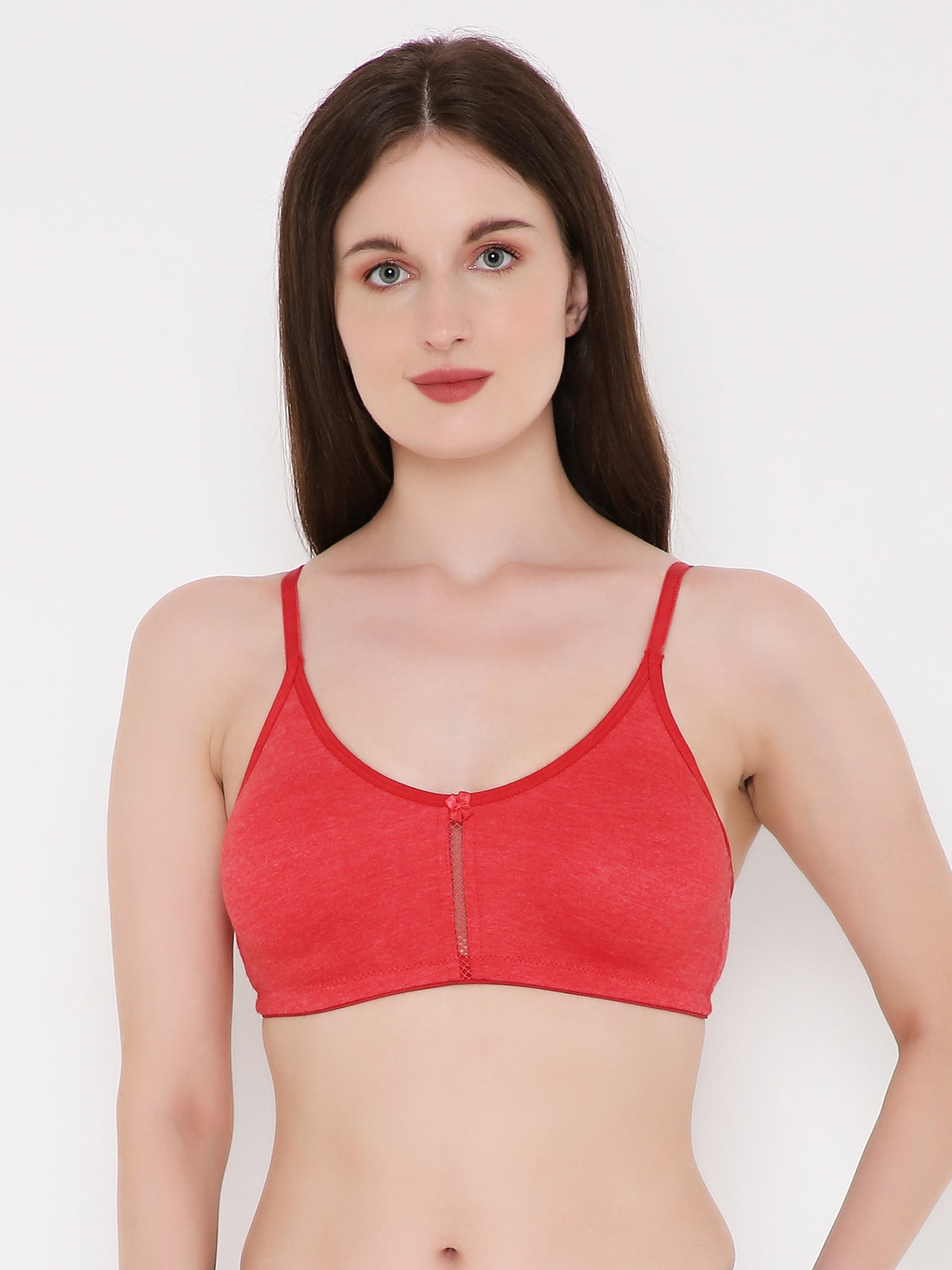 Berry's Intimatess Red Melange Center Net Seamless Comfort T-Shirt Bra - Non-Padded, Non-Wired